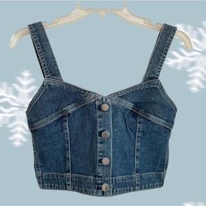 AG Adriano Goldschmied denim cropped front button tank, Sz M